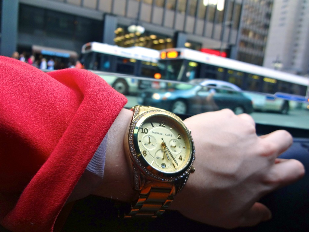 gold watch, gold and silver watch, leopard print top, how to wear leopard print, color block outfit, color blocking outfit, orange shoes, orange color block, orange and leopard