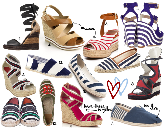 boat shoes, tory burch espadrilles, fendi espadrilles, summer sandals, best sandals for summer, best boat shoes for summer, summer boat shoes, striped shoes, striped wedges, lace up espadrilles, flat espadrilles