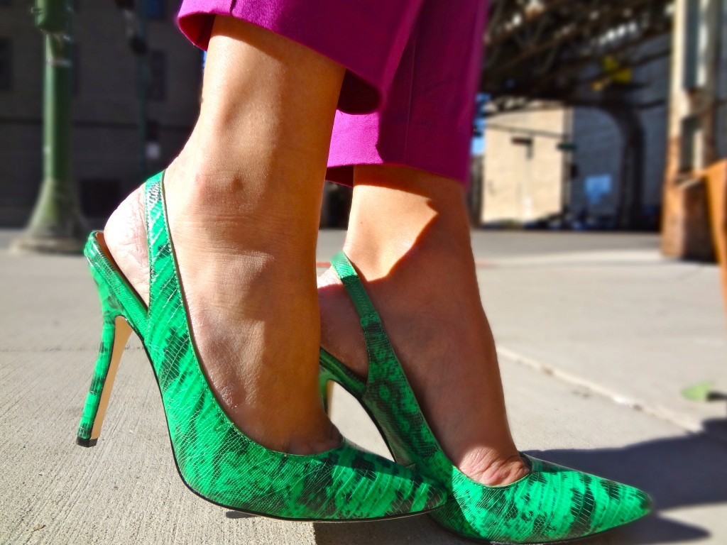 neon slingback shoes, neon shoes, ann taylor python shoes, ann taylor embossed phillipa, phillipa leather slingbakcs