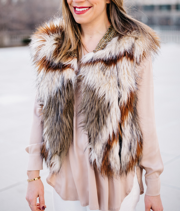 how to wear a faux fur vest