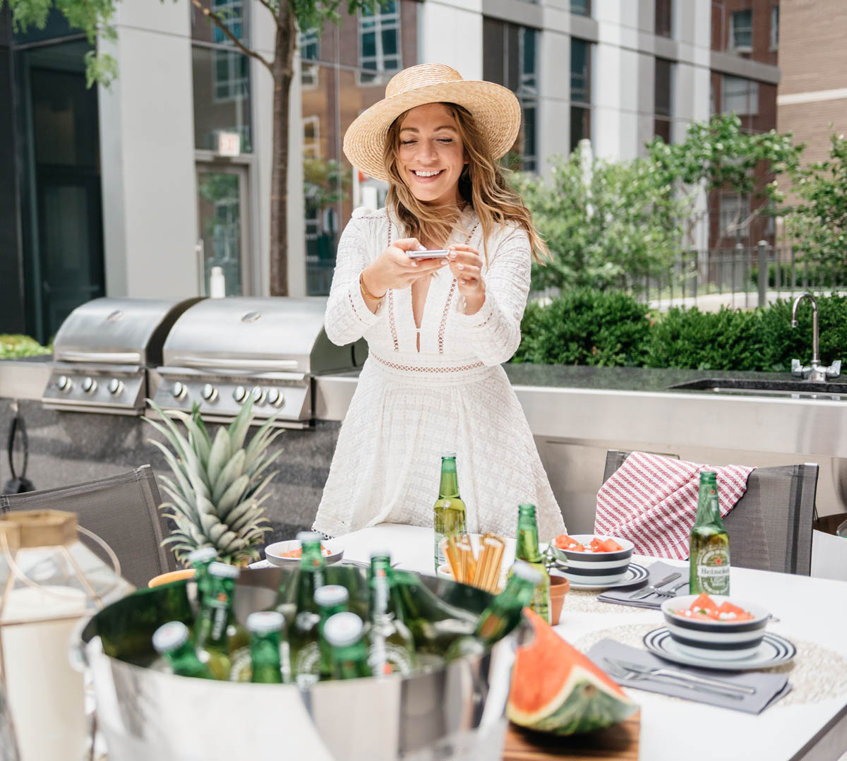 1 hallie wilson instagramming a healthy outdoor dinner party in chicago